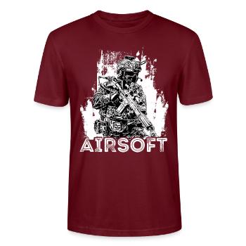 Airsoft /Softair / Softgun / AEG Airsoft Milsim - Stanley/Stella Unisex Bio-T-Shirt CRAFTER - Burgunderrot - Vorne - Alina (178cm) & Michal (187cm)