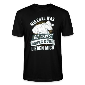 Meine Kühe Lieben Mich Landwirte Bauern Kuh Spruch - Stanley/Stella Unisex Bio-T-Shirt CRAFTER - Schwarz - Vorne - Alina (178cm) & Michal (187cm)