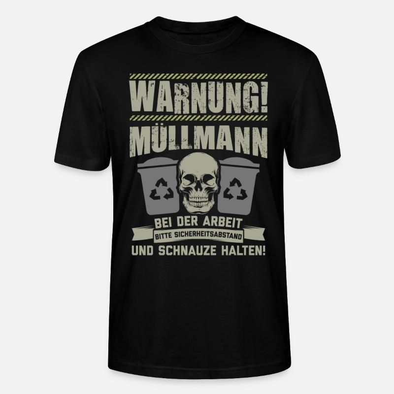 Müllmann Müllabfuhr Müllwerker Mülllader Geschenk - Stanley/Stella Unisex Bio-T-Shirt CRAFTER - Schwarz