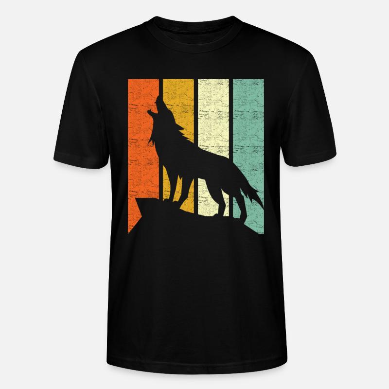 Wolf Retro - Stanley/Stella Unisex Bio-T-Shirt CRAFTER - Schwarz