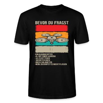 Bevor du fragst - Drohnenpilot - Stanley/Stella Unisex Bio-T-Shirt CRAFTER - Schwarz - Vorne - Alina (178cm) & Michal (187cm)