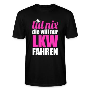 LKW-Fahrer - Stanley/Stella Unisex Bio-T-Shirt CRAFTER - Schwarz - Vorne - Alina (178cm) & Michal (187cm)