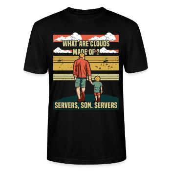 Programmer Papa - Clouds Server Son - Stanley/Stella CRAFTER Unisex Organic T-Shirt - black - Front - Alina (178cm) & Michal (187cm)