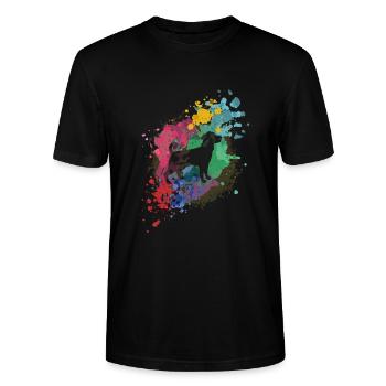 Jack Russel Terrier Hunde Hund Hundebesitzer - Stanley/Stella Unisex Bio-T-Shirt CRAFTER - Schwarz - Vorne - Alina (178cm) & Michal (187cm)