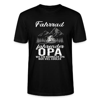Fahrrad fahrender Opa Vatertag - Stanley/Stella Unisex Bio-T-Shirt CRAFTER - Schwarz - Vorne - Alina (178cm) & Michal (187cm)