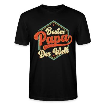 Bester Papa Der Welt Bester Papa - Stanley/Stella Unisex Bio-T-Shirt CRAFTER - Schwarz - Vorne - Alina (178cm) & Michal (187cm)