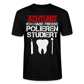 Zahnarzt Fresse Polieren Zähne Zahnarzthelferin - Stanley/Stella Unisex Bio-T-Shirt CRAFTER - Schwarz - Vorne - Alina (178cm) & Michal (187cm)