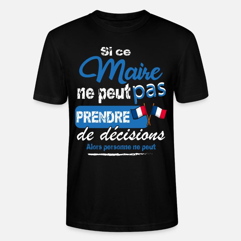 Maire de commune - T-shirt bio CRAFTER Stanley Stella Unisexe - noir