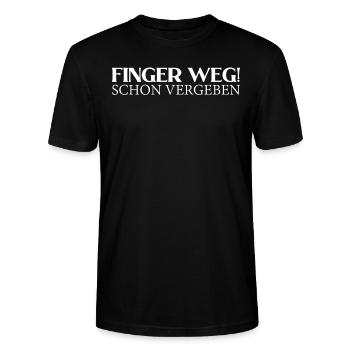 Valentinstag für Ihn Finger weg schon vergeben - Stanley/Stella Unisex Bio-T-Shirt CRAFTER - Schwarz - Vorne - Alina (178cm) & Michal (187cm)