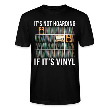 It's Not Hoarding If It's Vinyl Vintage Records - Stanley/Stella CRAFTER Unisex Organic T-Shirt - black - Front - Alina (178cm) & Michal (187cm)