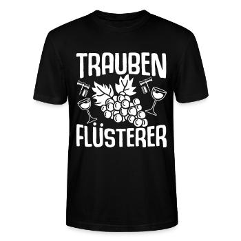 Trauben Flüsterer Lustiges Wein Winzer Outfit Wein - Stanley/Stella Unisex Bio-T-Shirt CRAFTER - Schwarz - Vorne - Alina (178cm) & Michal (187cm)