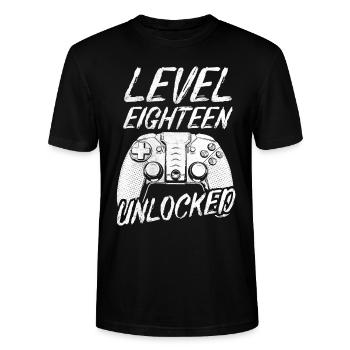 Level 18 Unlocked 18. Geburtstag - Stanley/Stella Unisex Bio-T-Shirt CRAFTER - Schwarz - Vorne - Alina (178cm) & Michal (187cm)
