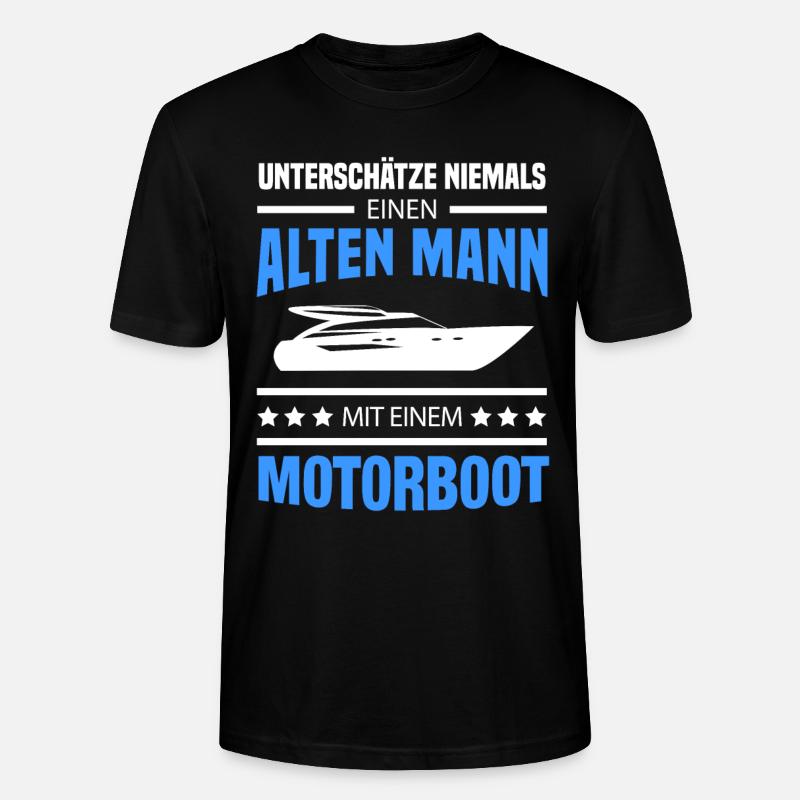Alter Mann Motorboot Kapitän Boot - Stanley/Stella Unisex Bio-T-Shirt CRAFTER - Schwarz