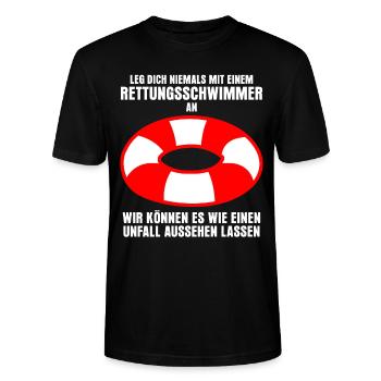 Rettungsschwimmer Witz Rettungsring - Stanley/Stella Unisex Bio-T-Shirt CRAFTER - Schwarz - Vorne - Alina (178cm) & Michal (187cm)