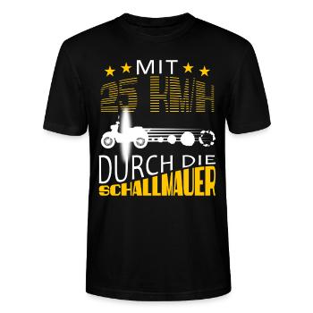 25 kmh Moped Mofa Schallmauer Simson Puch Kreidler - Stanley/Stella Unisex Bio-T-Shirt CRAFTER - Schwarz - Vorne - Alina (178cm) & Michal (187cm)
