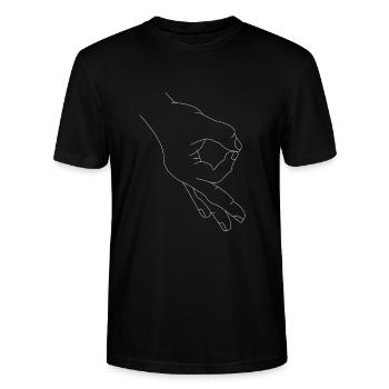 Reingeschaut Reingeguckt Dino Retro Meme - Stanley/Stella Unisex Bio-T-Shirt CRAFTER - Schwarz - Vorne - Alina (178cm) & Michal (187cm)