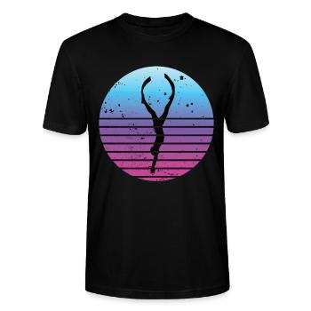 Freediving Retro Freitaucher für Apnoe Taucher - Stanley/Stella Unisex Bio-T-Shirt CRAFTER - Schwarz - Vorne - Alina (178cm) & Michal (187cm)