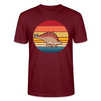 Stegosaurus - Stanley/Stella Unisex Bio-T-Shirt CRAFTER - Burgunderrot - Vorne - Alina (178cm) & Michal (187cm)