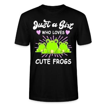 Frösche Mädchen Frosch Sprüche Girl Loves Frogs - Stanley/Stella Unisex Bio-T-Shirt CRAFTER - Schwarz - Vorne - Alina (178cm) & Michal (187cm)