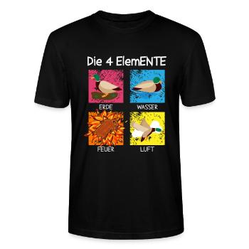 Die 4 ElemENTE Enten Ente Feuer Wasser - Stanley/Stella Unisex Bio-T-Shirt CRAFTER - Schwarz - Vorne - Alina (178cm) & Michal (187cm)