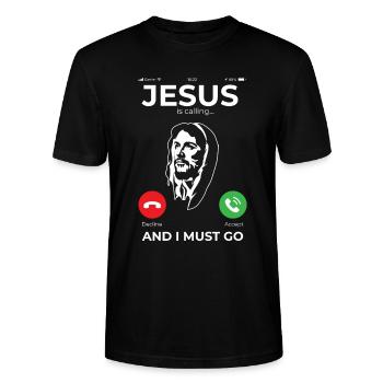 Jésus Cadeau chrétien catholique - T-shirt bio CRAFTER Stanley Stella Unisexe - noir - Devant - Alina (178cm) & Michal (187cm)