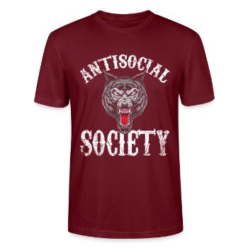 Antisocial society - Stanley/Stella CRAFTER Unisex Organic T-Shirt - burgundy - Front - Alina (178cm) & Michal (187cm)