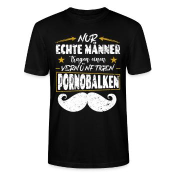 Pornobalken Schnauzer Schnurrbart Schnorres Bürste - Stanley/Stella Unisex Bio-T-Shirt CRAFTER - Schwarz - Vorne - Alina (178cm) & Michal (187cm)