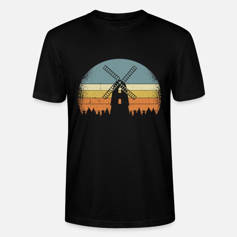 Winde-moulin Pays-Bas Énergie éolienne - T-shirt bio CRAFTER Stanley Stella Unisexe - noir