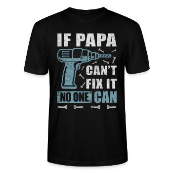 If Papa Can't Fix It Craftsman DIY Funny - Stanley/Stella CRAFTER Unisex Organic T-Shirt - black - Front - Alina (178cm) & Michal (187cm)