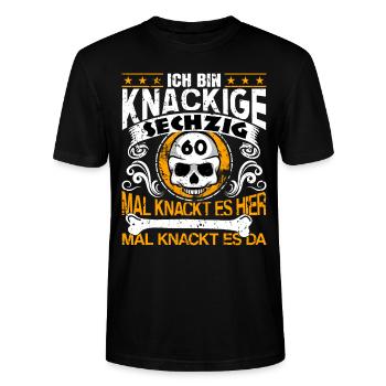 60. Geburtstag lustiger Spruch knackig - Stanley/Stella Unisex Bio-T-Shirt CRAFTER - Schwarz - Vorne - Alina (178cm) & Michal (187cm)