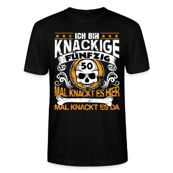 50. Geburtstag lustiger Spruch knackig - Stanley/Stella Unisex Bio-T-Shirt CRAFTER - Schwarz - Vorne - Alina (178cm) & Michal (187cm)