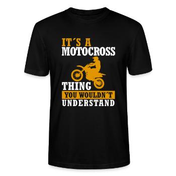 Motocross Motocrosser Moped Biker Motocross Spruch - Stanley/Stella Unisex Bio-T-Shirt CRAFTER - Schwarz - Vorne - Alina (178cm) & Michal (187cm)