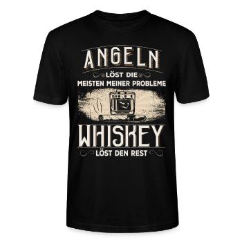 Angeln löst die meisten meiner Probleme Whiskey - Stanley/Stella Unisex Bio-T-Shirt CRAFTER - Schwarz - Vorne - Alina (178cm) & Michal (187cm)