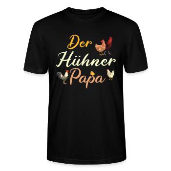 Der Hühner Papa Hühnerstall Vater Bauer Landwirt - Stanley/Stella Unisex Bio-T-Shirt CRAFTER - Schwarz - Vorne - Alina (178cm) & Michal (187cm)