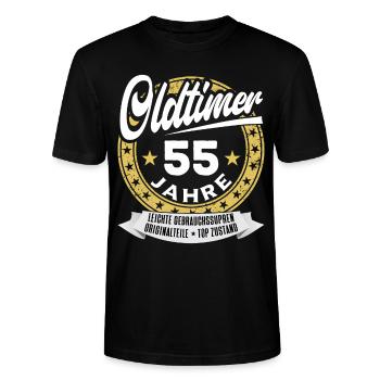 55th Birthday Vintage 55 Years - Stanley/Stella CRAFTER Unisex Organic T-Shirt - black - Front - Alina (178cm) & Michal (187cm)