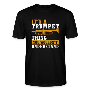 Trompeter Trompete lustiger Spruch Vintage - Stanley/Stella Unisex Bio-T-Shirt CRAFTER - Schwarz - Vorne - Alina (178cm) & Michal (187cm)