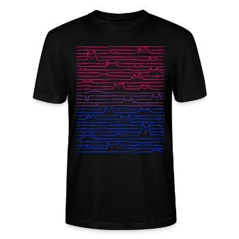 Bi-Stolz-Cat Linie Flag Bisexual - Stanley/Stella Unisex Bio-T-Shirt CRAFTER - Schwarz - Vorne - Alina (178cm) & Michal (187cm)