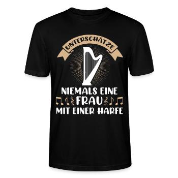 Harfen Frau Harfenist Harfenspielerin Musiker - Stanley/Stella Unisex Bio-T-Shirt CRAFTER - Schwarz - Vorne - Alina (178cm) & Michal (187cm)