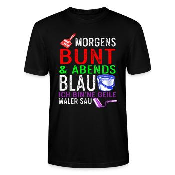 Morgens Bunt Abend Blau Geile Maler Sau Malerei - Stanley/Stella Unisex Bio-T-Shirt CRAFTER - Schwarz - Vorne - Alina (178cm) & Michal (187cm)