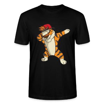 Dabbing Tiger - T-shirt bio CRAFTER Stanley Stella Unisexe - noir - Devant - Alina (178cm) & Michal (187cm)