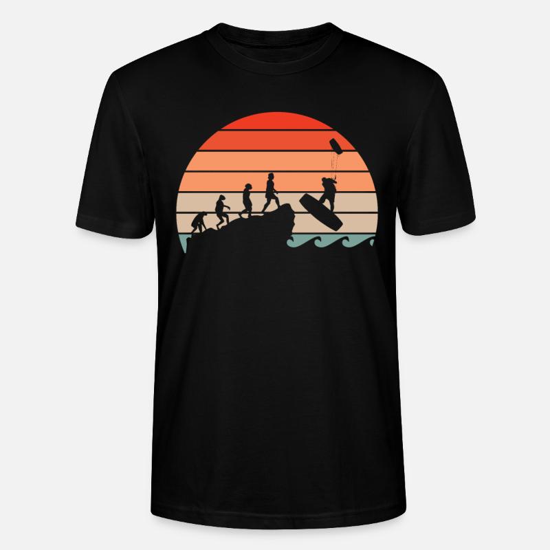 Kitesurfer Evolution Kite Kiteboarding Surfer - Stanley/Stella Unisex Bio-T-Shirt CRAFTER - Schwarz