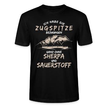 Zugspitze Zugspitzbahn Spruch lustig - Stanley/Stella Unisex Bio-T-Shirt CRAFTER - Schwarz - Vorne - Alina (178cm) & Michal (187cm)