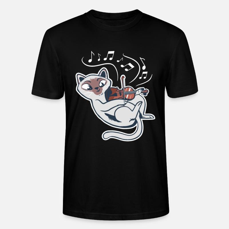 Doux chat joue violon violon - T-shirt bio CRAFTER Stanley Stella Unisexe - noir