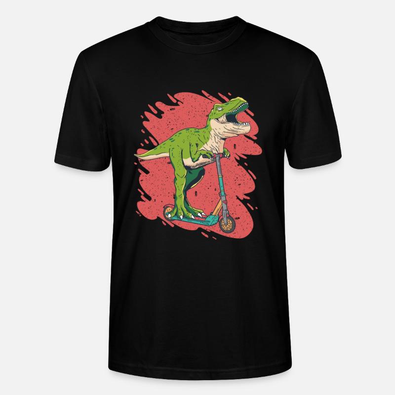 Ein cooler Dinosaurier auf einem Roller Tretroller - Stanley/Stella Unisex Bio-T-Shirt CRAFTER - Schwarz