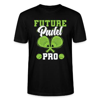 Future Padel Pro Tennis Ballsportart - Stanley/Stella Unisex Bio-T-Shirt CRAFTER - Schwarz - Vorne - Alina (178cm) & Michal (187cm)