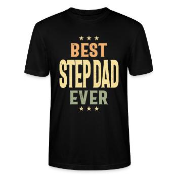 Best Step Dad Ever | Dad and Grandpa - Stanley/Stella CRAFTER Unisex Organic T-Shirt - black - Front - Alina (178cm) & Michal (187cm)