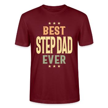 Best Step Dad Ever | Dad and Grandpa - Stanley/Stella CRAFTER Unisex Organic T-Shirt - burgundy - Front - Alina (178cm) & Michal (187cm)