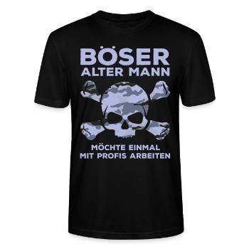 Böser Alter Mann - Camouflage Totenkopf Tarnmuster - Stanley/Stella Unisex Bio-T-Shirt CRAFTER - Schwarz - Vorne - Alina (178cm) & Michal (187cm)