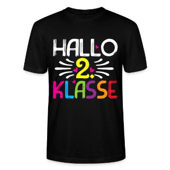 Hallo 2 Klasse Grundschule Schulbeginn Geschenk - Stanley/Stella Unisex Bio-T-Shirt CRAFTER - Schwarz - Vorne - Alina (178cm) & Michal (187cm)