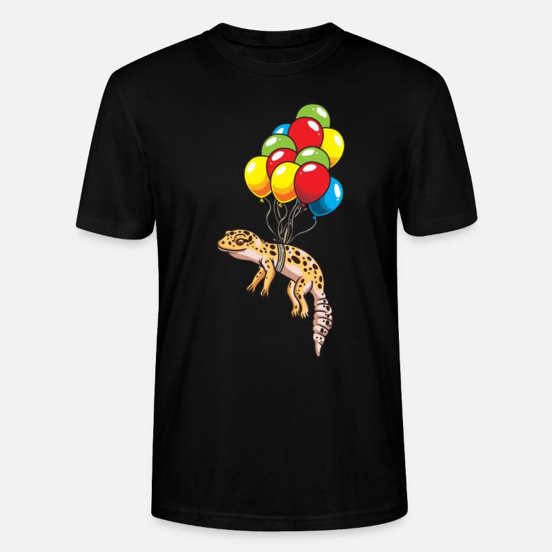 Leopardgecko mit Luftballons Geschenk - Stanley/Stella Unisex Bio-T-Shirt CRAFTER - Schwarz